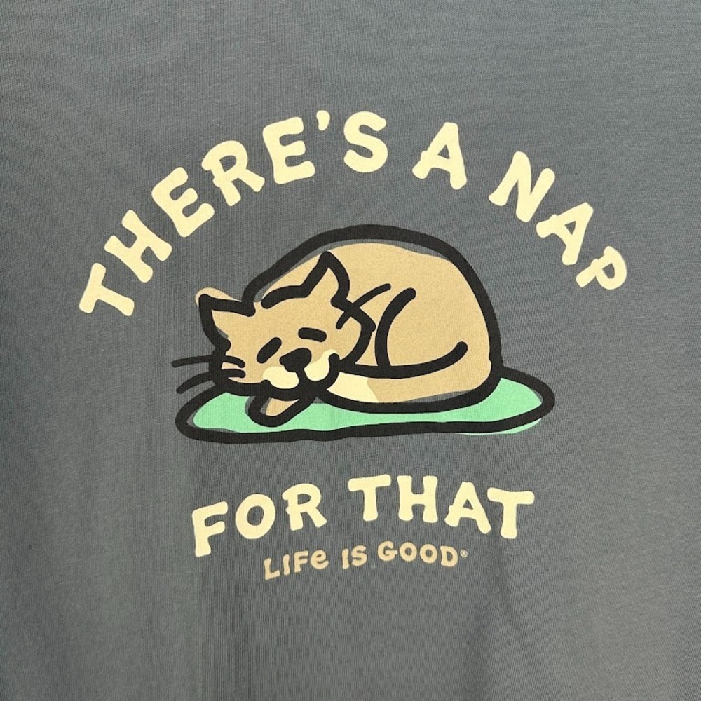 Life Is Good Shirt Womens Large Blue Crusher Tee Short Sleeve Cat Kitten Nap - Picture 4 of 12